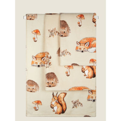 George Home Natural Woodland Animals Printed Hand Towel