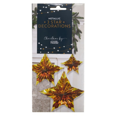 George Home Gold Star Decorations - 3 Pack