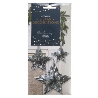 George Home Silver Star Decorations - 3 Pack