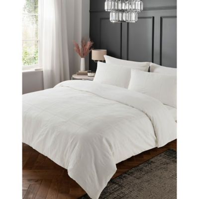 George Home White Pop Checked Waffle Duvet Set - Double