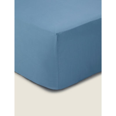 George Home Blue Just Wellness Cool Touch TENCEL™ Plain Fitted Sheet -Double
