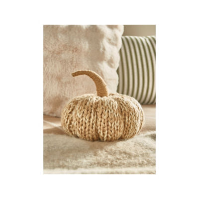 At Home with Stacey Solomon Natural Knitted Pumpkin-Shaped Cushion