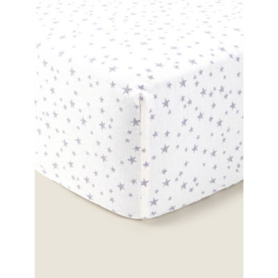 George Home Grey Star Brushed Cotton Fitted Sheet - Double