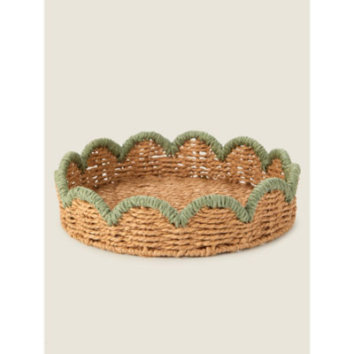 George Home Green Round Scalloped Tray