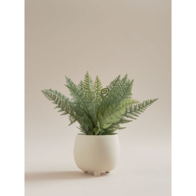George Home Artificial Fern In Cream Footed Pot 28cm