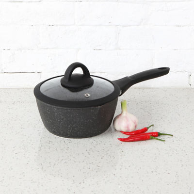 George Home Black Marble Effect Soft Grip Saucepan 18Cm