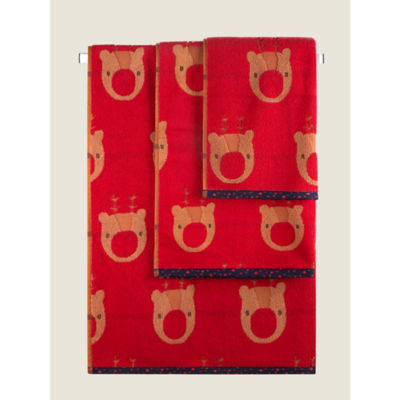 George Home Red Christmas Reindeer Hand Towel