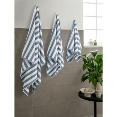 George Home Light Blue Wide Striped Hand Towel