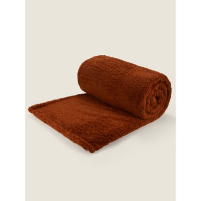 George Home Orange Plain Teddy Throw