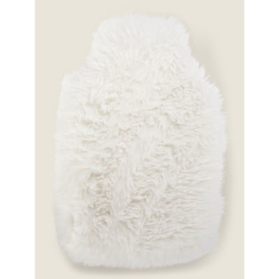 George Home Cream Shaggy Faux Fur Hot Water Bottle