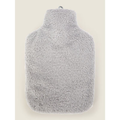 George Home Grey Teddy Fleece Hot Water Bottle