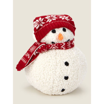George Home White 3D Snowman Shaped Christmas Cushion