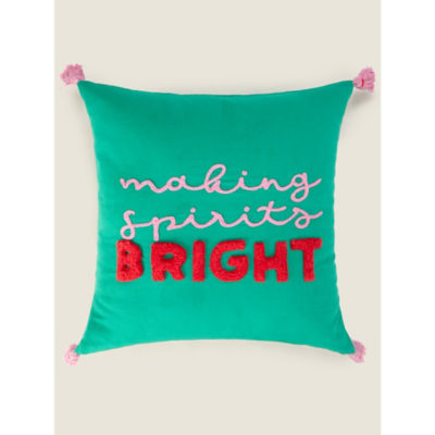 George Home Green Making Spirits Bright Christmas Cushion