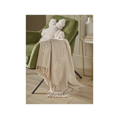 At Home with Stacey Solomon Natural Snowflake Christmas Throw