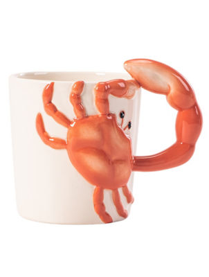 George Home White & Orange 3D Crab-Shaped Ceramic Mug
