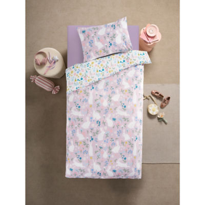George Home Ditsy Floral Bunny Reversible Cotton Duvet Set - Toddler
