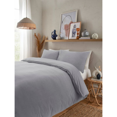 George Home Grey Relaxed Washed Cotton Duvet Set - King