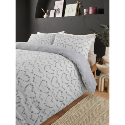 George Home White Heart Reversible Duvet Set - Single