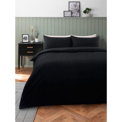 George Home Black Embossed Flower Duvet Set - King