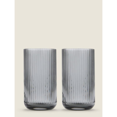 George Home Grey Ribbed Hi-Ball Glass - Set of 2