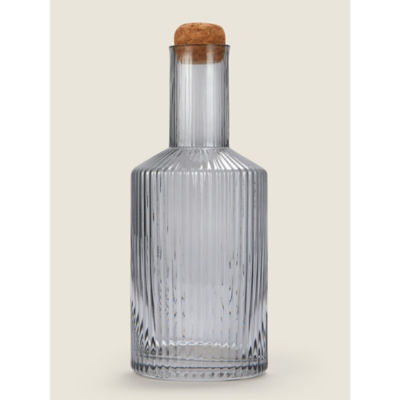 George Home Grey Ribbed Carafe