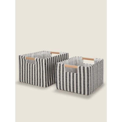 George Home Black & White Stripe Storage Basket
