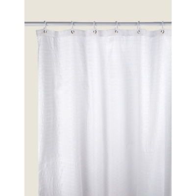 George Home White Textured Seersucker Shower Curtain