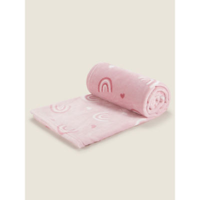 George Home Pink Heart Rainbow Fleece