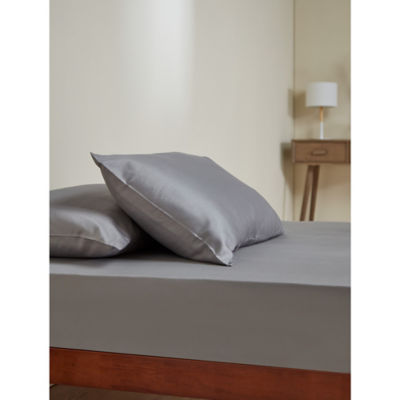 George Home Grey 100% Cotton Sateen Extra Deep Fitted Sheet - Double