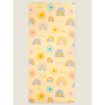 George Home Yellow Rainbow & Sun Print Cotton Beach Towel