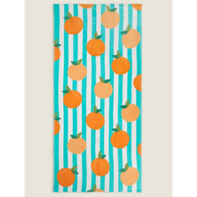 George Home Blue Orange Print Beach Towel
