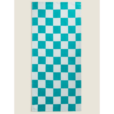 George Home Green Checkerboard Print Cotton Beach Towel