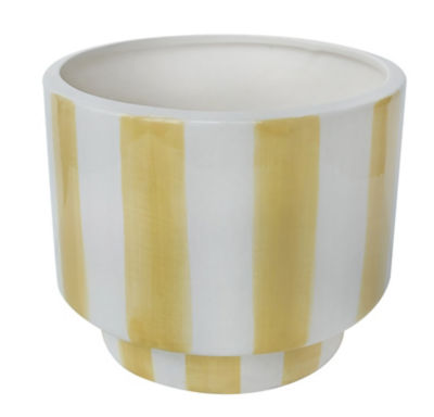 George Yellow Striped Ceramic Planter 14.8x12cm