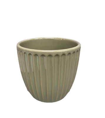 George Home Green Striped Planter 14.2x14.2x13cm