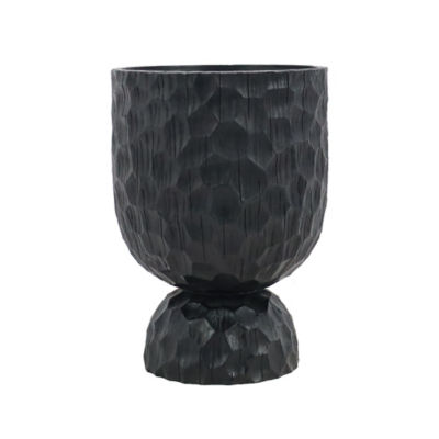 George Home Black Woodcut Black Planter 17.5x17.5x24.5cm