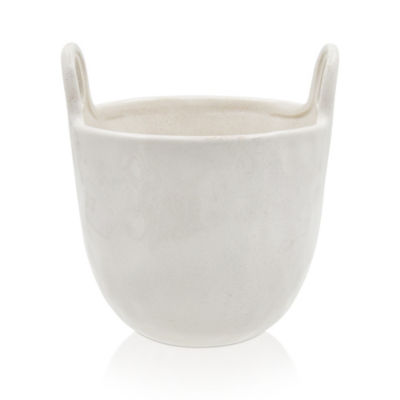 George Home White Ceramic Basket Planter 17.5x16.7x15.5cm