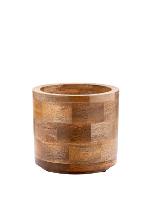 George Home Wooden Natural Pot 17.75x17.75x16.5cm