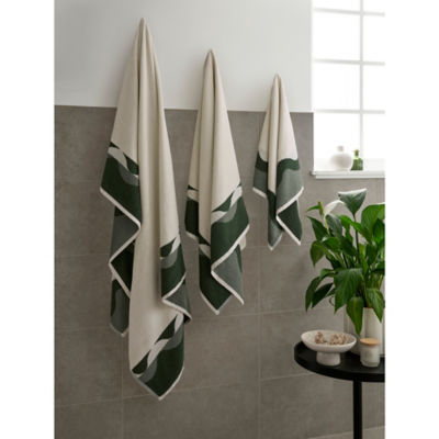 George Home Green Wiggle Edge Cotton Bath Sheet