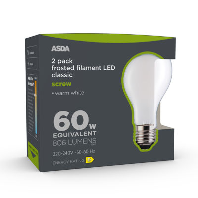 ASDA LED Filament Classic 60W Large Screw Coated Lightbulb