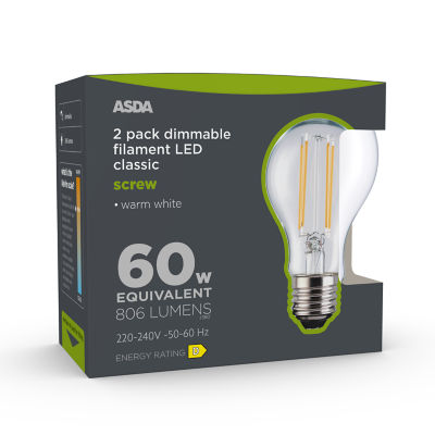 ASDA Fil Ashape 806L Gl Cle E27 25H 27K Dim 2P