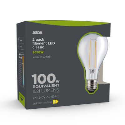 ASDA LED Filament Filament 100W Large Screw Clear Lightbulb