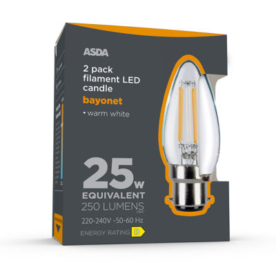 Status LED Filament Candle 25W Large Bayonet Clear Lightbulb