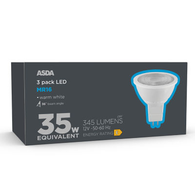 ASDA Led Mr16 345L Wh 25H 30K Non 3P