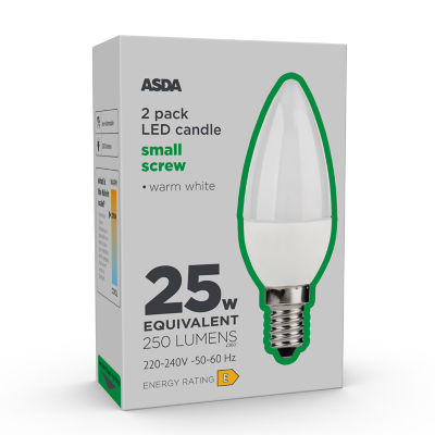 ASDA LED Candle 25W Small Edison Screw Cap Lightbulb