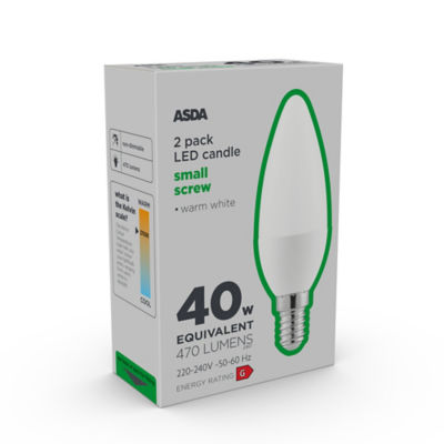 ASDA LED Candle 40w Small Screw Lightbulb