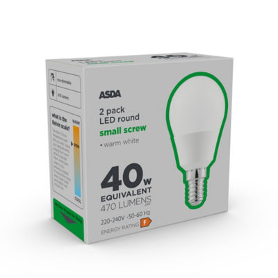 ASDA LED Round 40W Small Edison Screw Cap Light Bulbs
