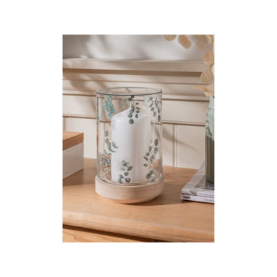 At Home with Stacey Solomon Stacey Solomon Green Glass & Wood Candleholder