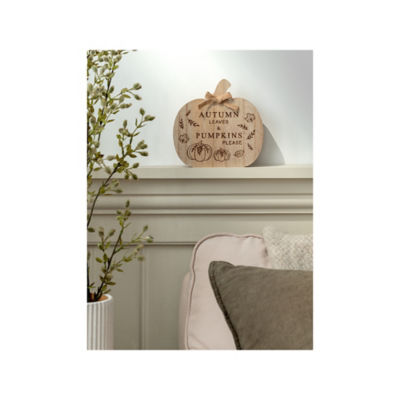 At Home with Stacey Solomon Light Wood Pumpkin Sign