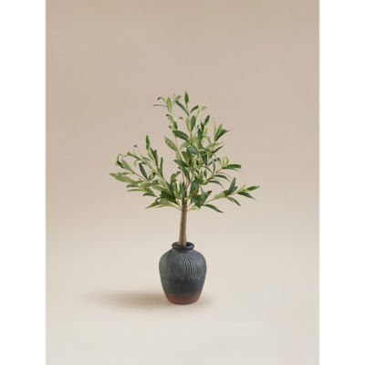 George Home Artificial Olive Plant In Black Pot