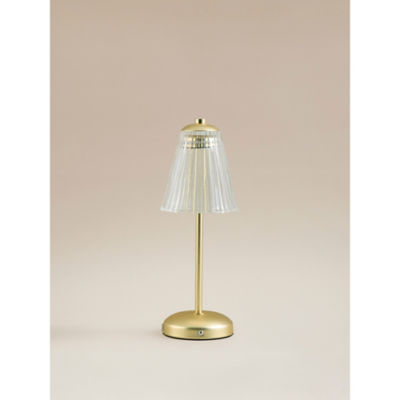 George Home Gold-Tone LED Lamp With Ribbed Shade